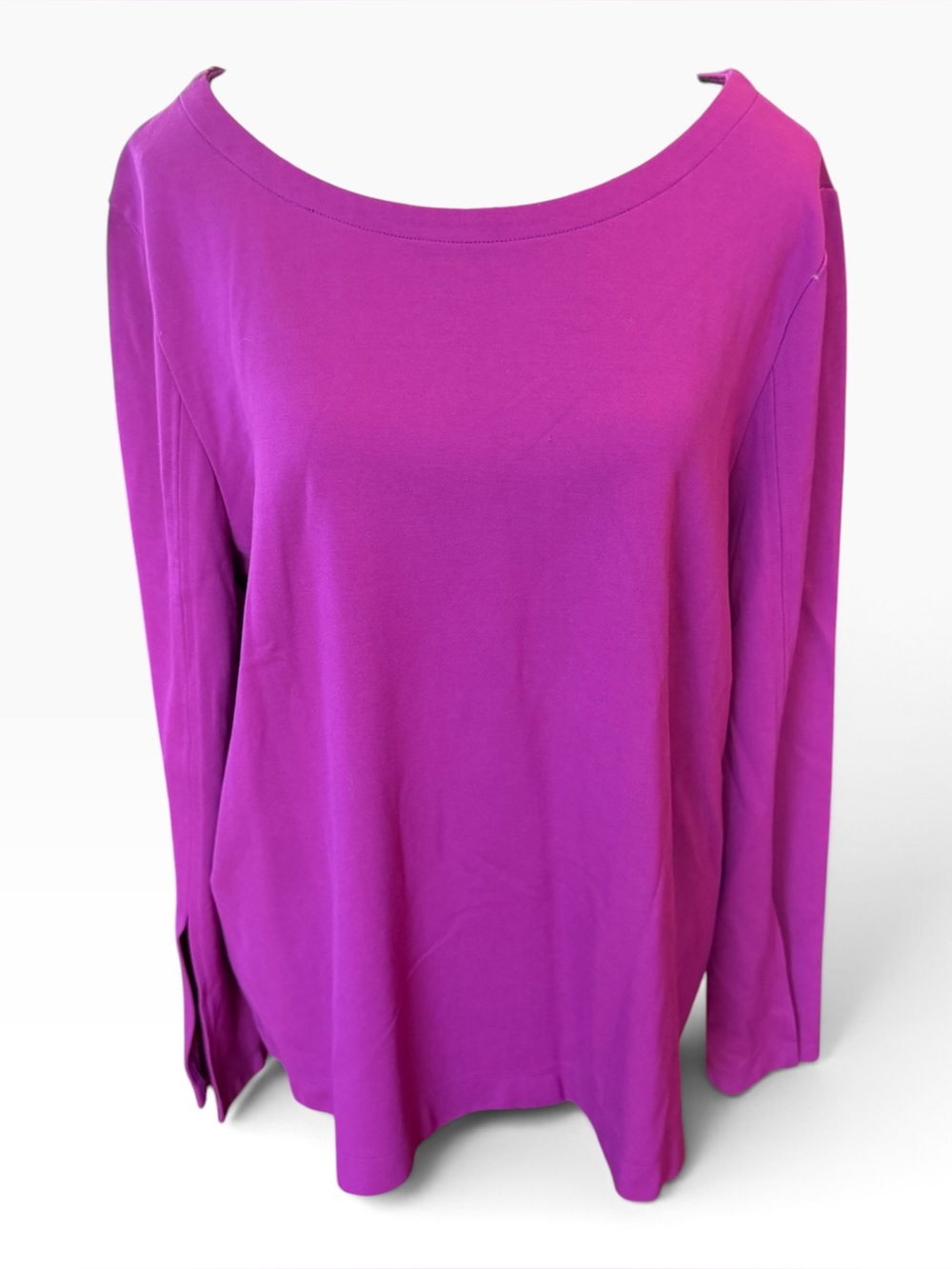 Chico’s Magenta Scoop Neck Long Sleeve Stretch Top Size XL